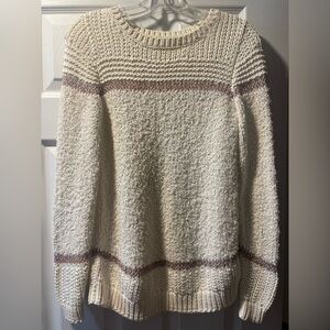 LOFT 2 Tone Material Ivory Sweater with metallic lining Size M EUC